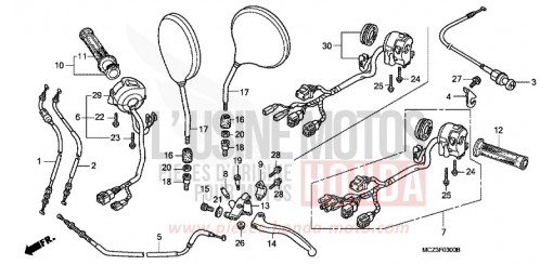 LEVIER DE GUIDON/COMMUTATEUR/CABLE CB900F4 de 2004